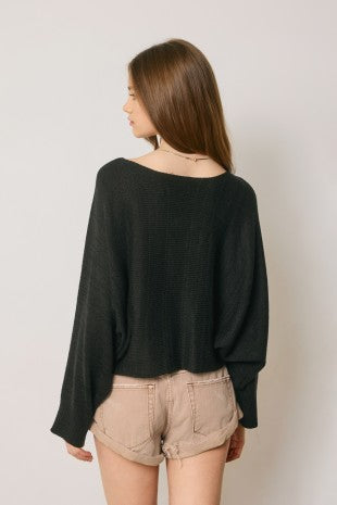 Camila Light Knit Batwing Cropped Top