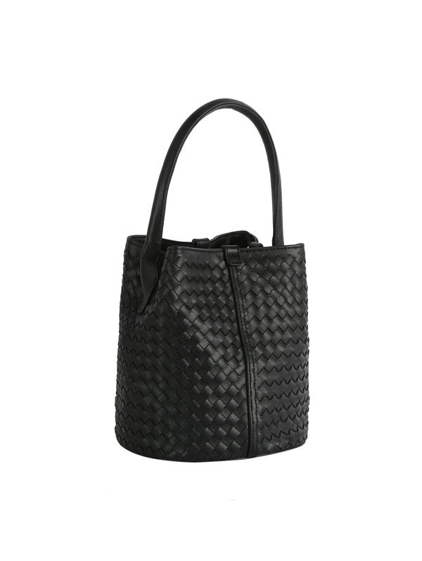 Woven Loop Handle Bucket Bag
