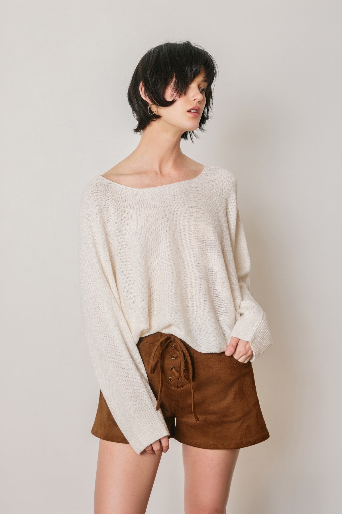 Camila Light Knit Batwing Cropped Top
