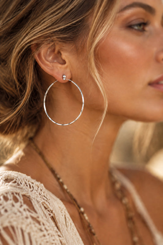 Eva White Gold 40mm Hoops