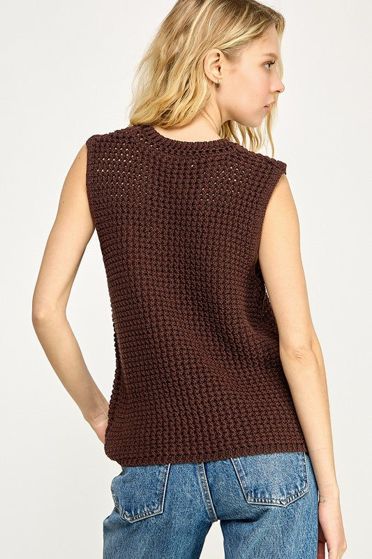 Mocha Breeze Crochet Vest