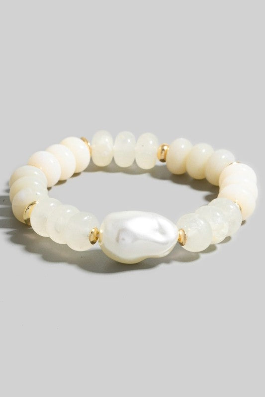 Wide Pearl Beaded Bracelet