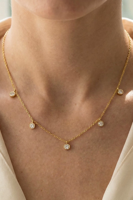 Golden Cascade Rhinestone Necklace