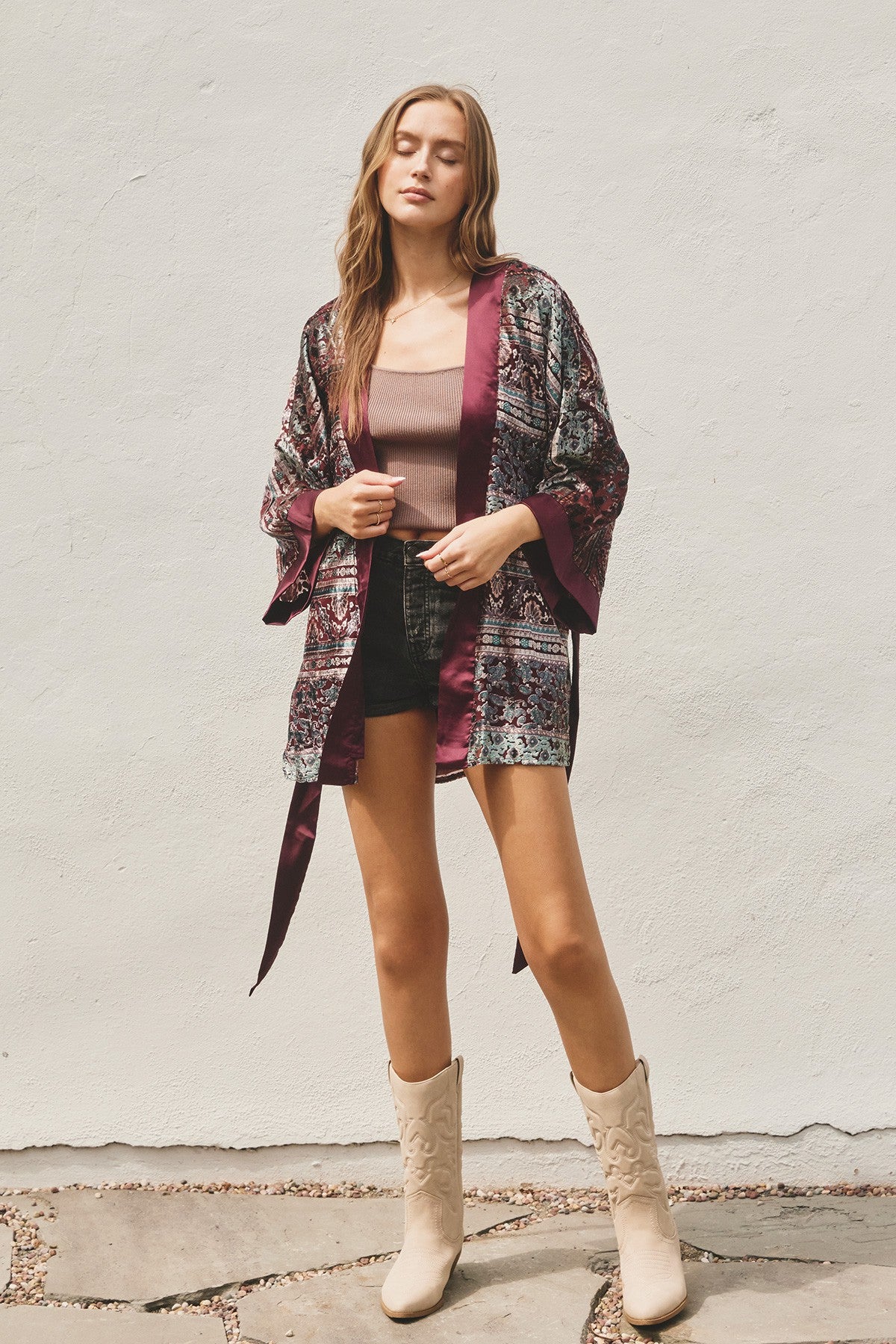 Paisley Velvet Burnout Kimono