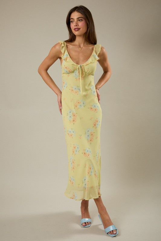 Sweetheart Floral Print Maxi Dress