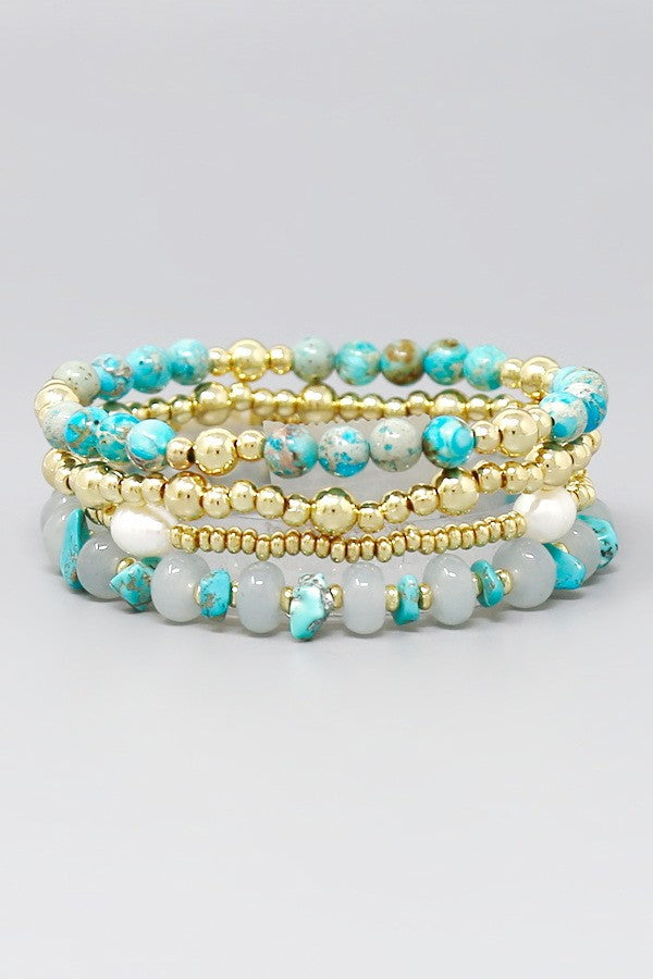 Sunstone & Turquoise Bracelet Stack