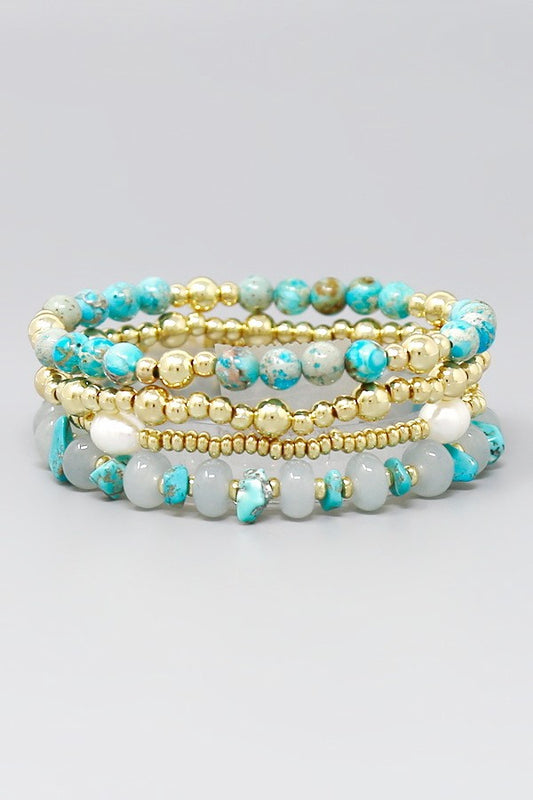 Sunstone & Turquoise Bracelet Stack