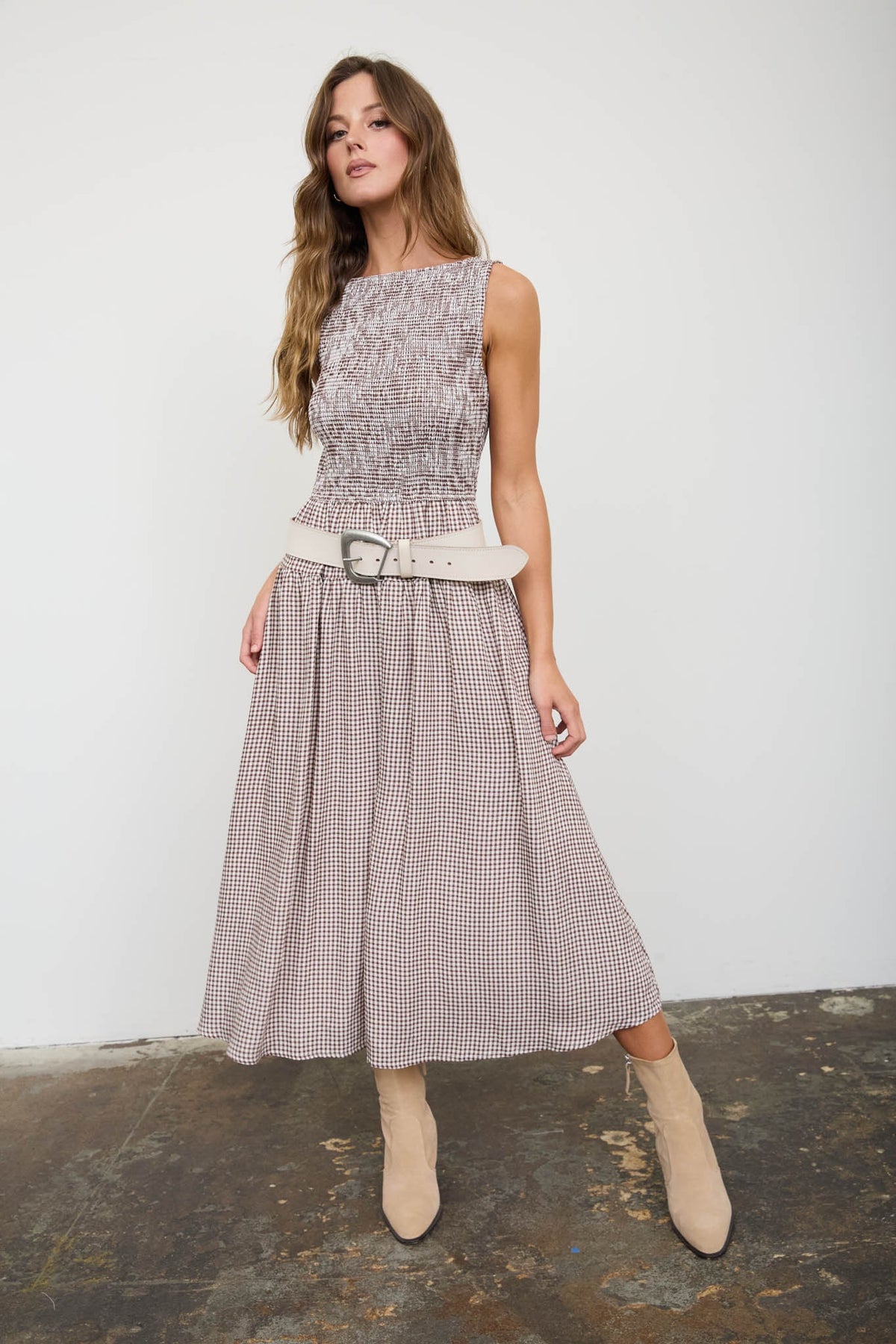 Gingham Garden Midi Dress