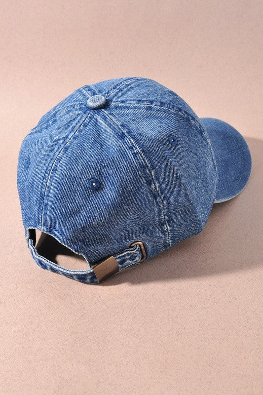 Denim Cherry Ball Cap