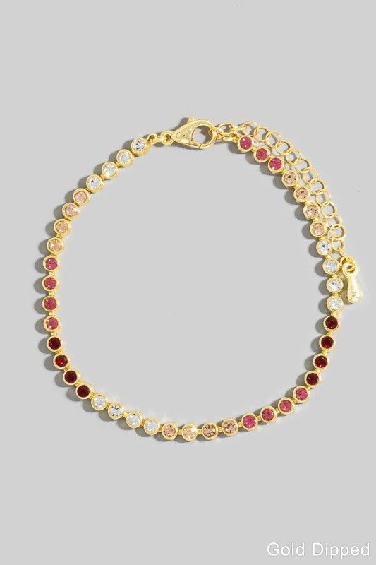 Gold Dipped Gradient Pink Tones Tennis Bracelet