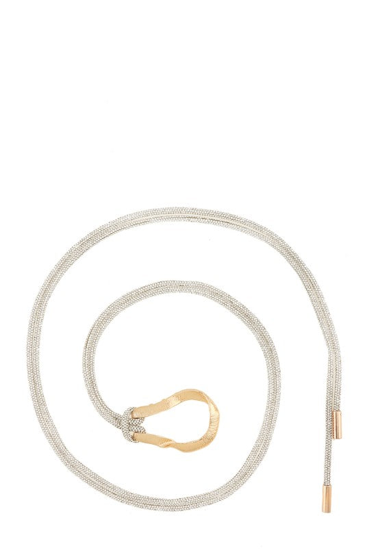 Metal Loop Wrap Bedazzled Tie Waist Belt