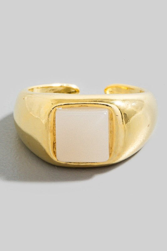 Square Resin Accent Gold Open Band Ring