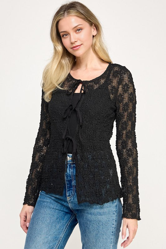 Shadow Bloom Tie Blouse