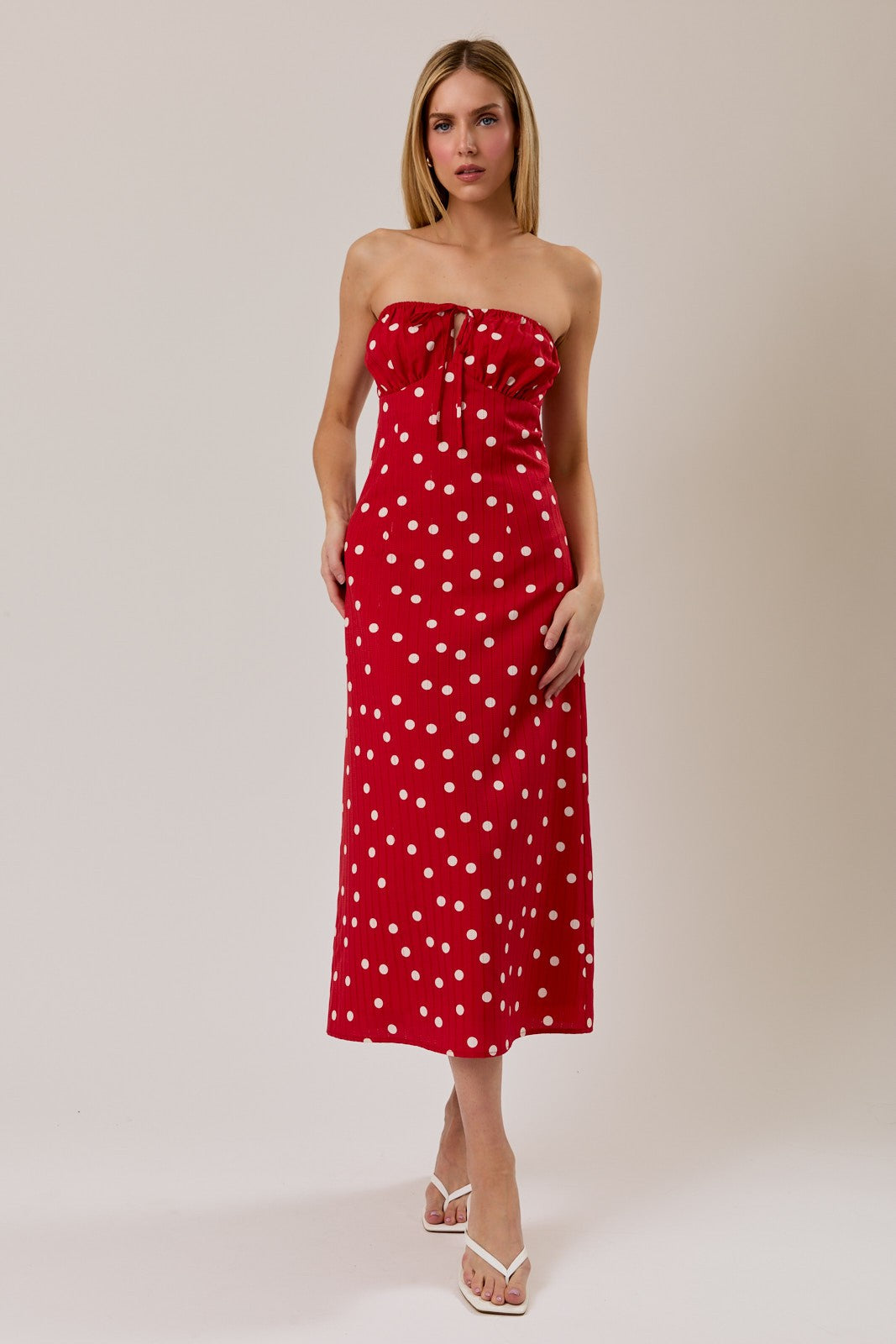 Cherry Dot Strapless Dress