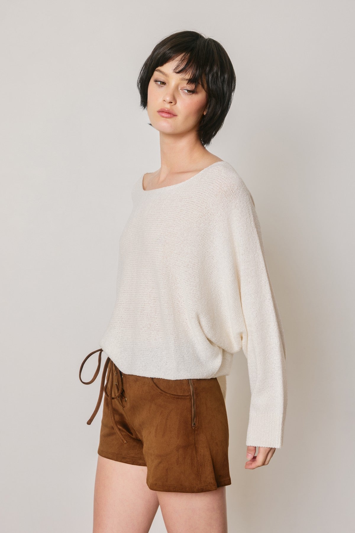 Camila Light Knit Batwing Cropped Top