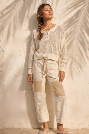 Open Knit Coastal Sweater Top