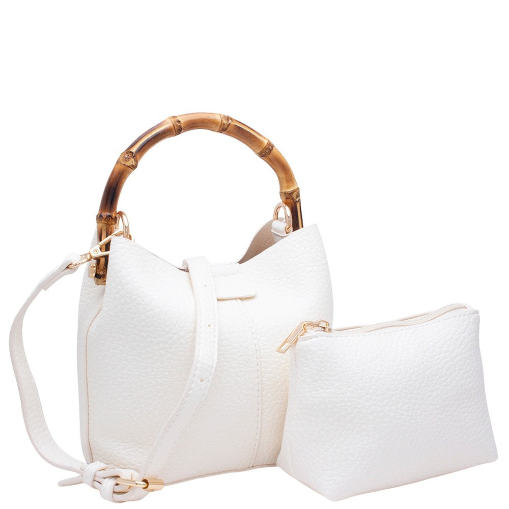 Bamboo Bucket Crossbody Pouch Bag Set