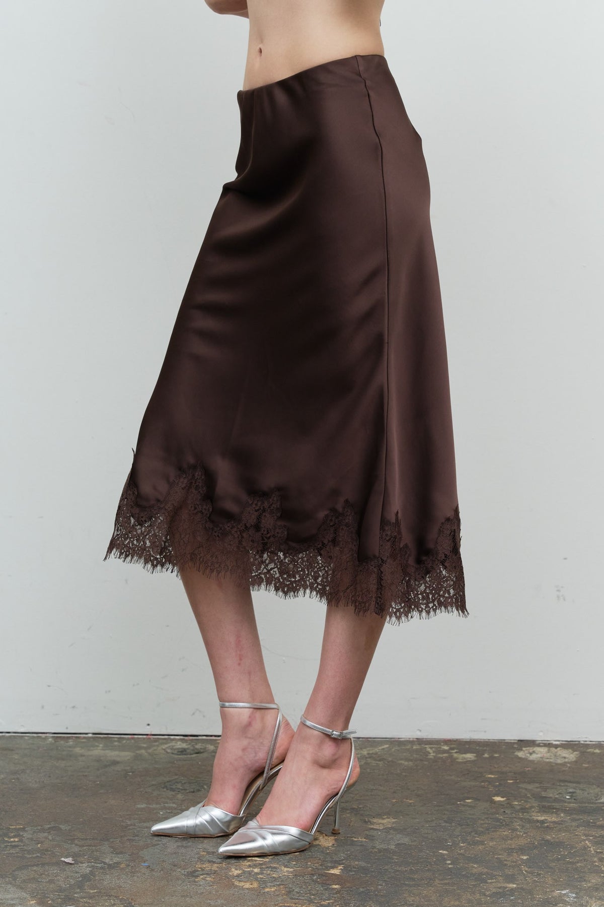 Mocha Lace Trim Skirt