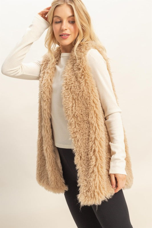 Toasted Almond Fuzzy Vest