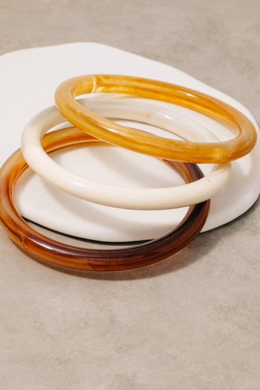 Thin Three Piece Acrylic Bangle Bracelet Set