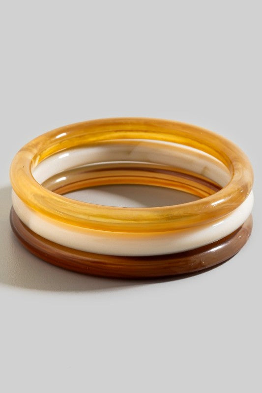 Thin Three Piece Acrylic Bangle Bracelet Set