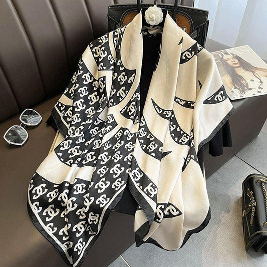 Multi Pattern Silky Oblong Scarf