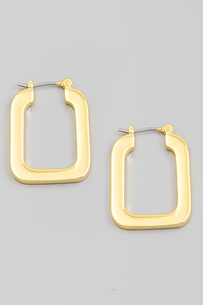Gold Square Huggie Hoops