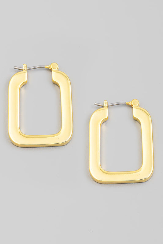 Gold Square Huggie Hoops