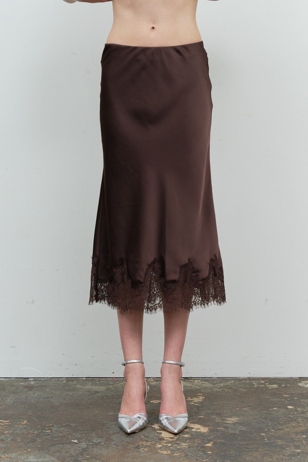 Mocha Lace Trim Skirt