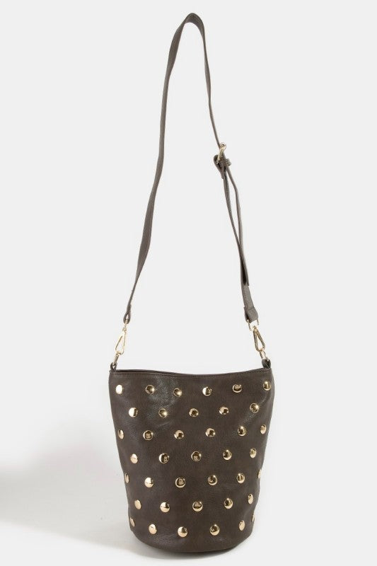 Studded Leather Bucket Bag