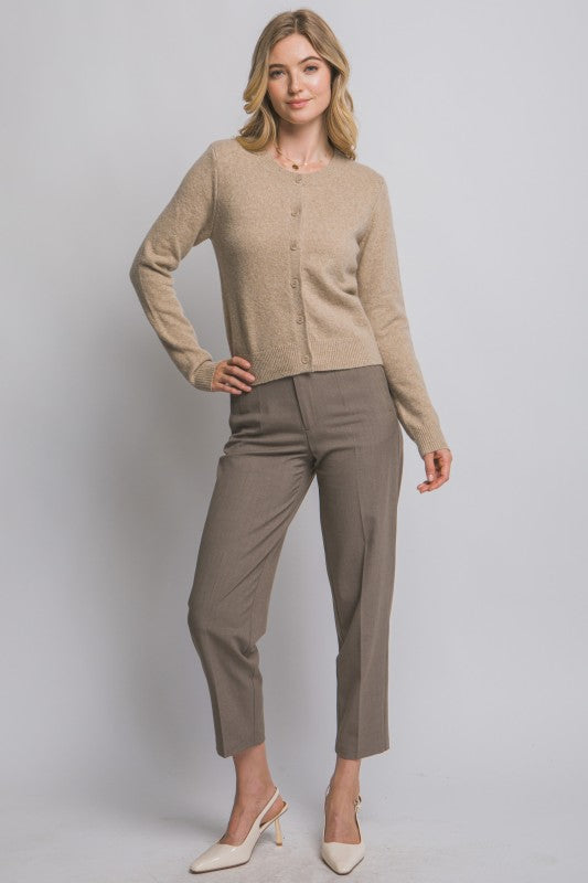 Crew Neck Button-up Cardigan