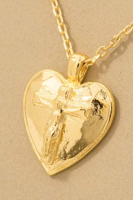Cross Heart Pendant Necklace