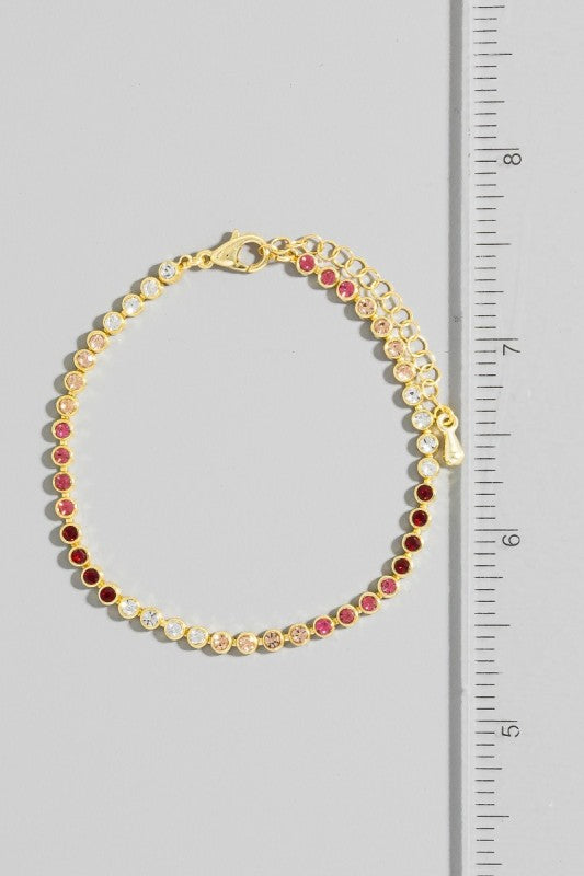 Gold Dipped Gradient Pink Tones Tennis Bracelet
