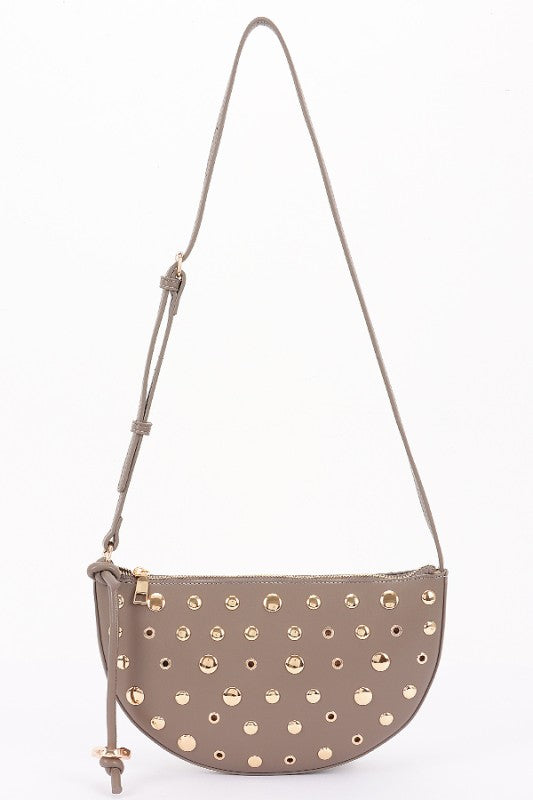 Half Moon Studded Crossbody