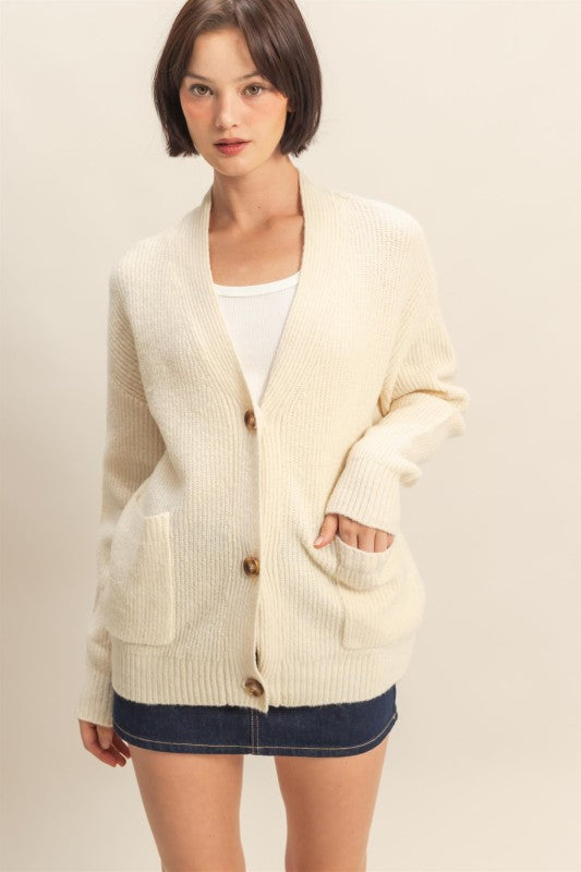 Cozy Oversized Button Up Knit Cardigan