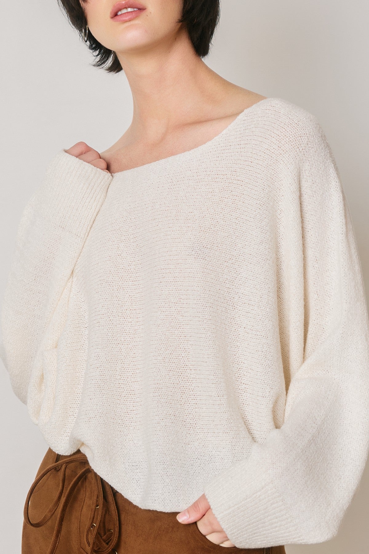 Camila Light Knit Batwing Cropped Top