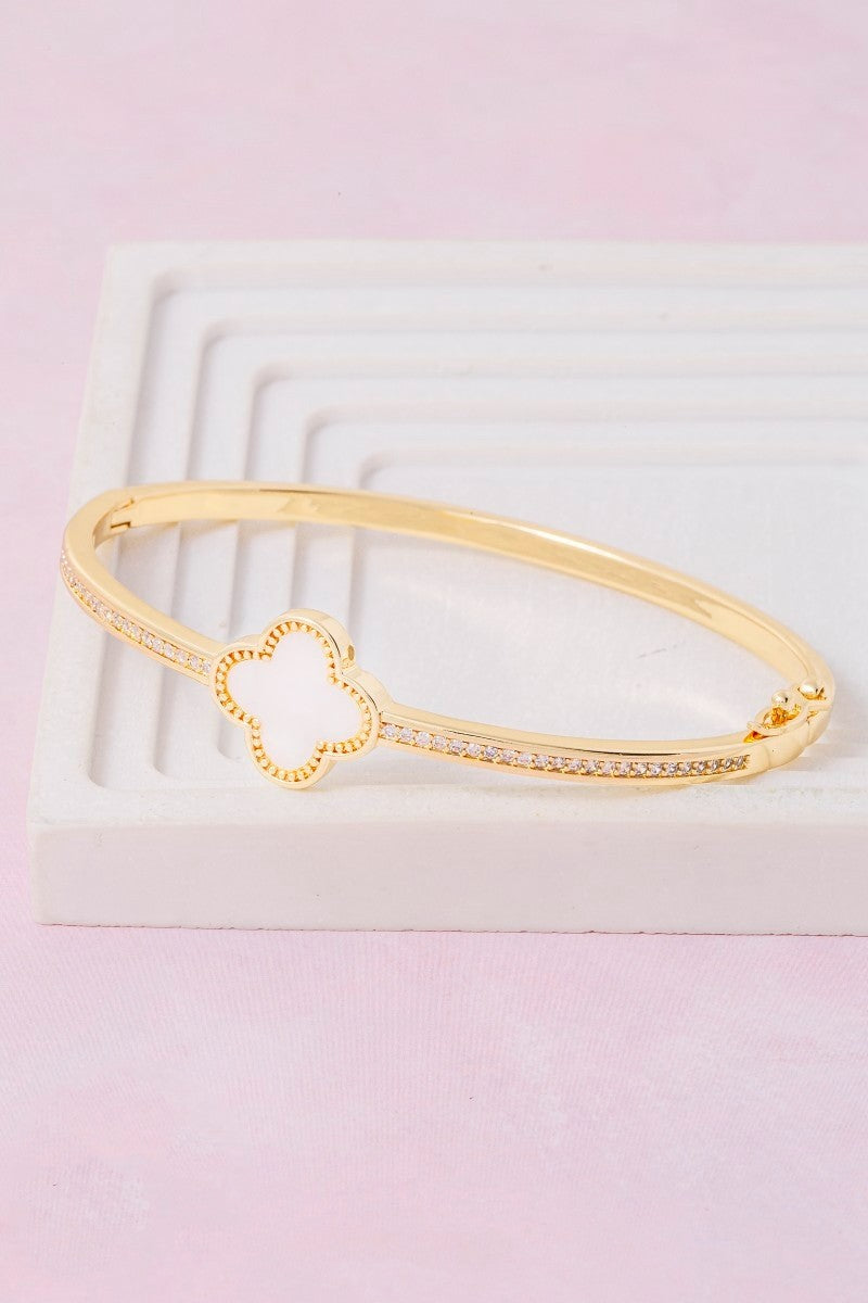 Golden Clover Mother of Pearl Bangle