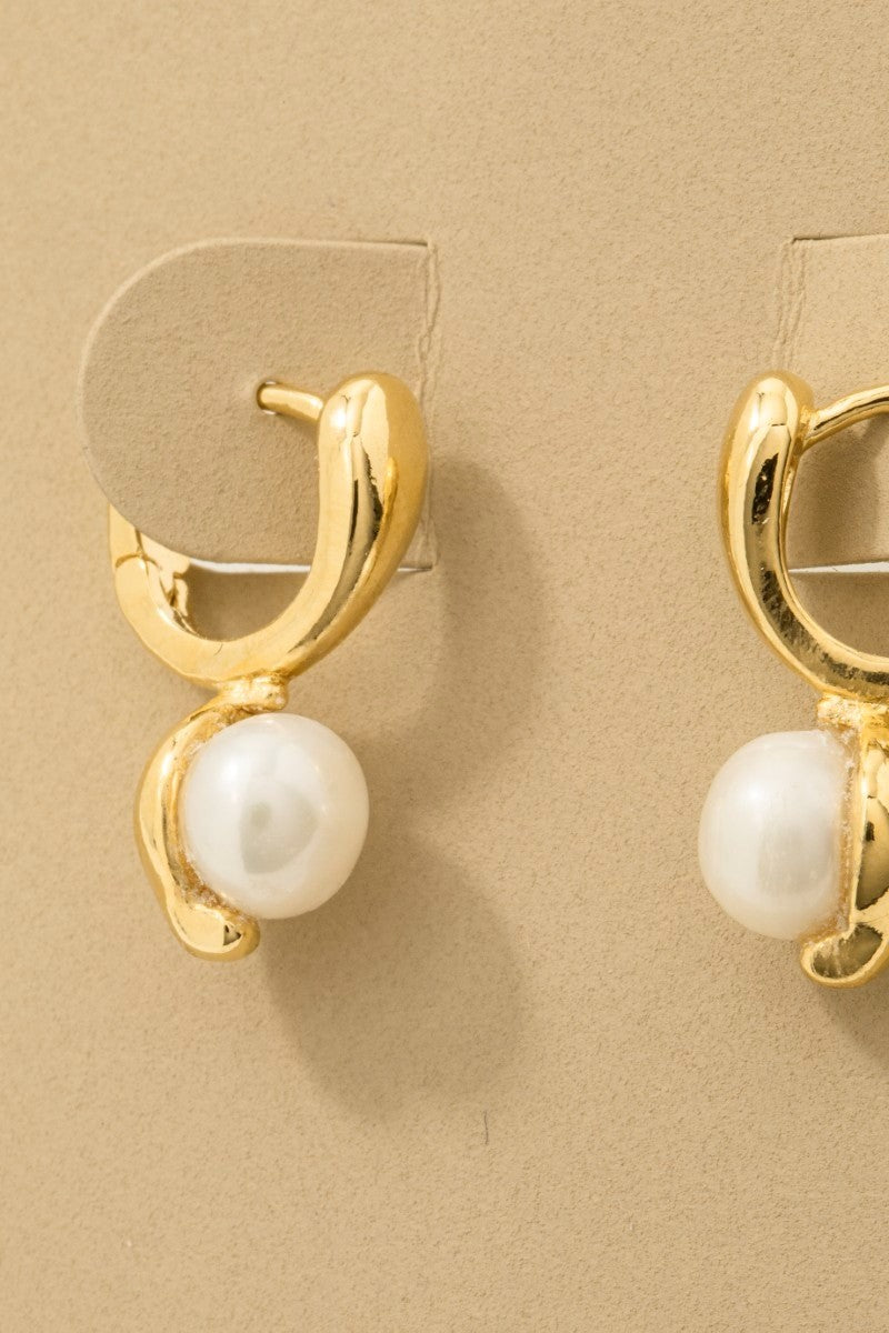 Mini Pearl Drop Huggie Earrings