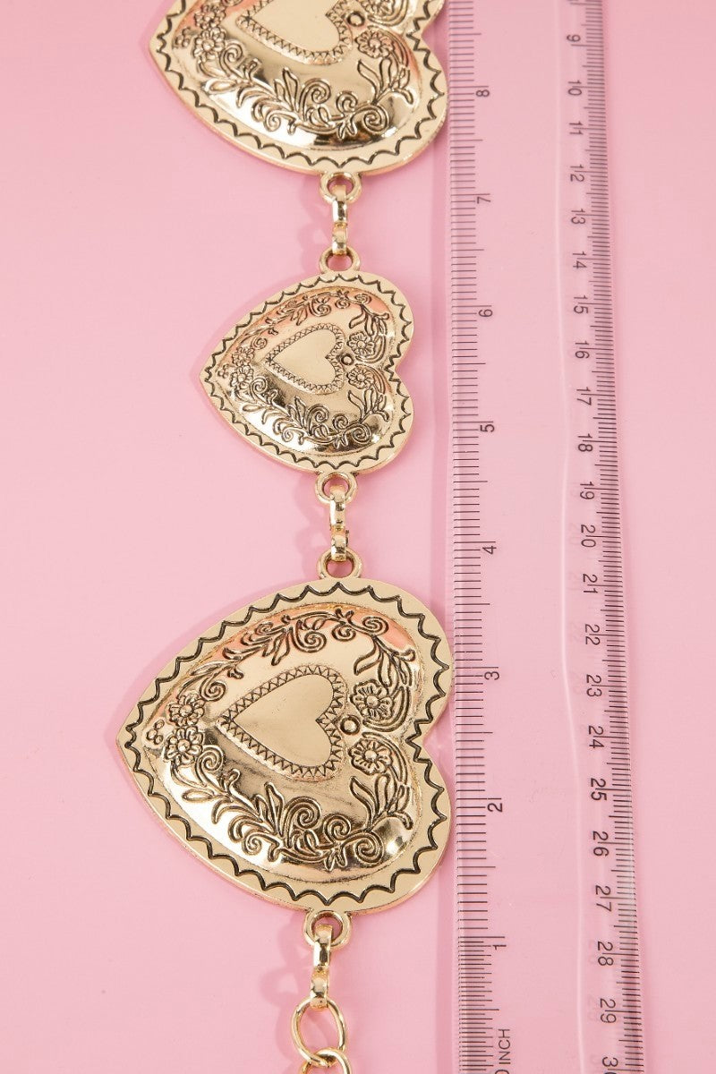 Engraved Heart Chain Belt