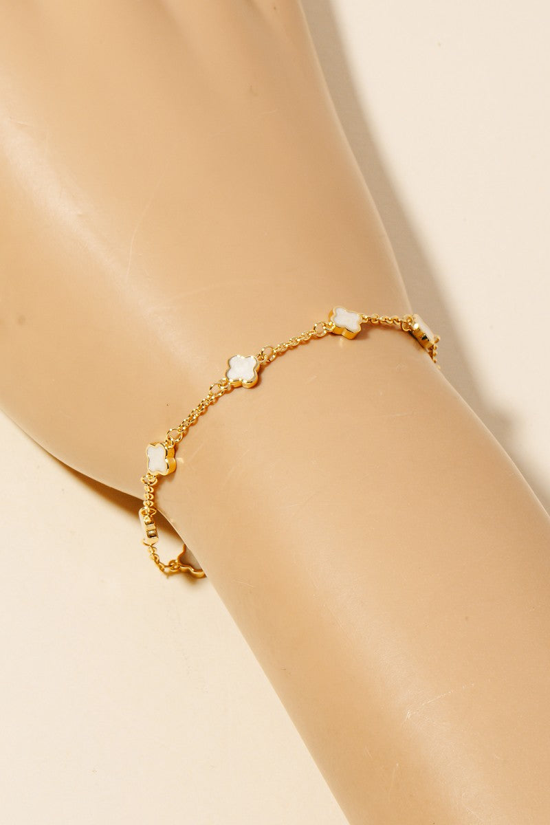 Gold Dipped Clover Charms Chain Bracelet