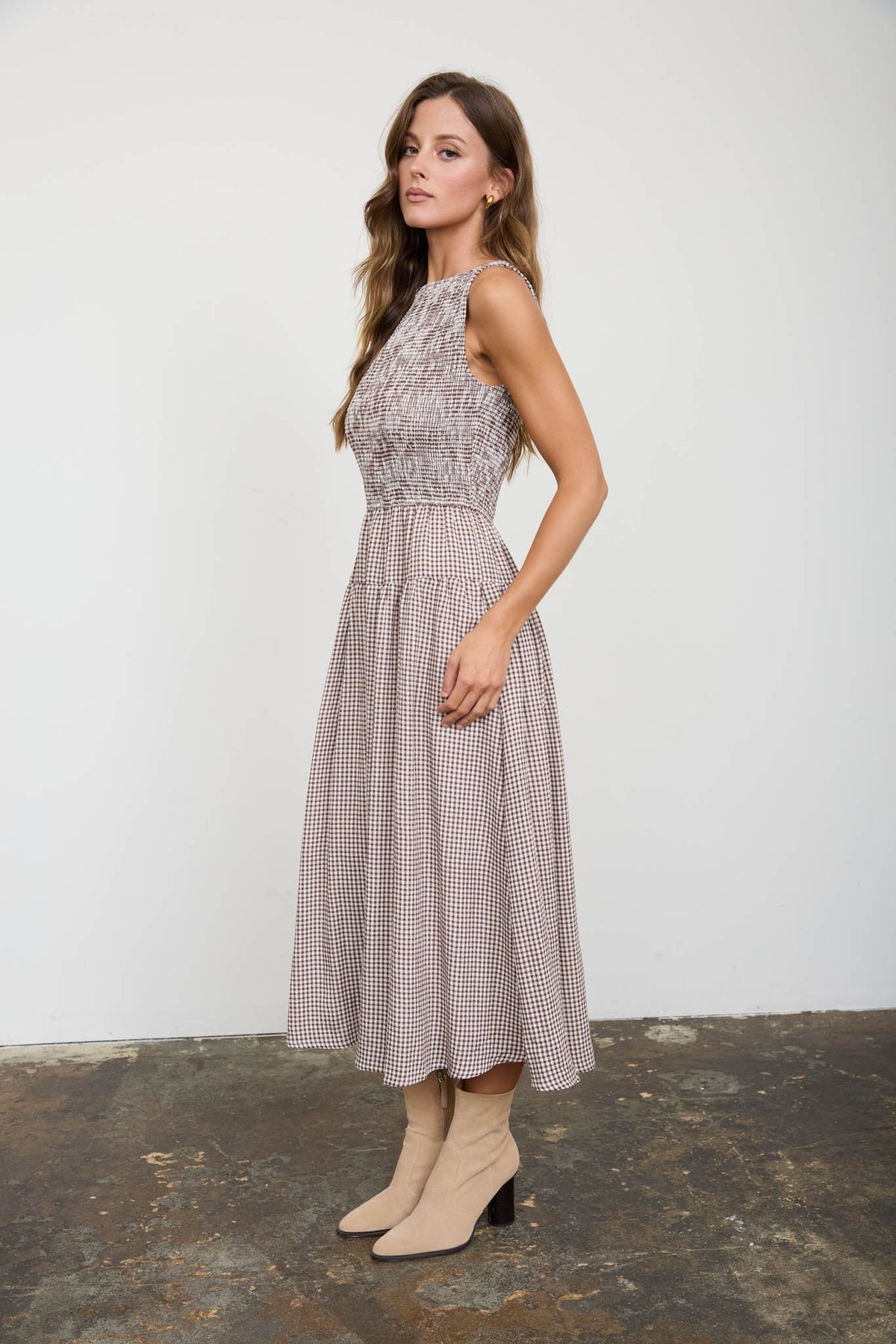 Gingham Garden Midi Dress