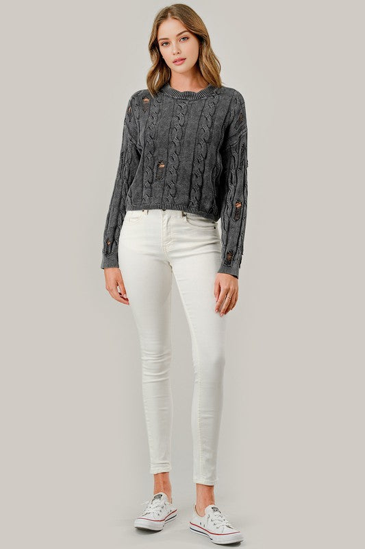 Torn Cropped Knitted Sweater