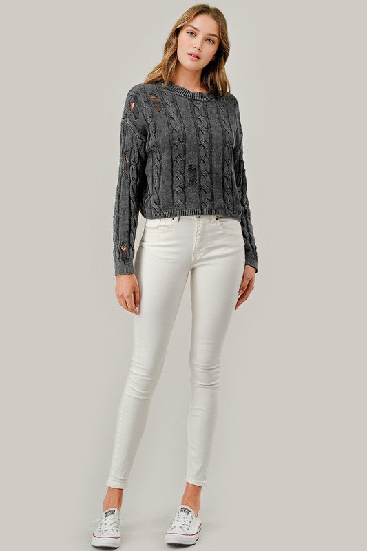 Torn Cropped Knitted Sweater