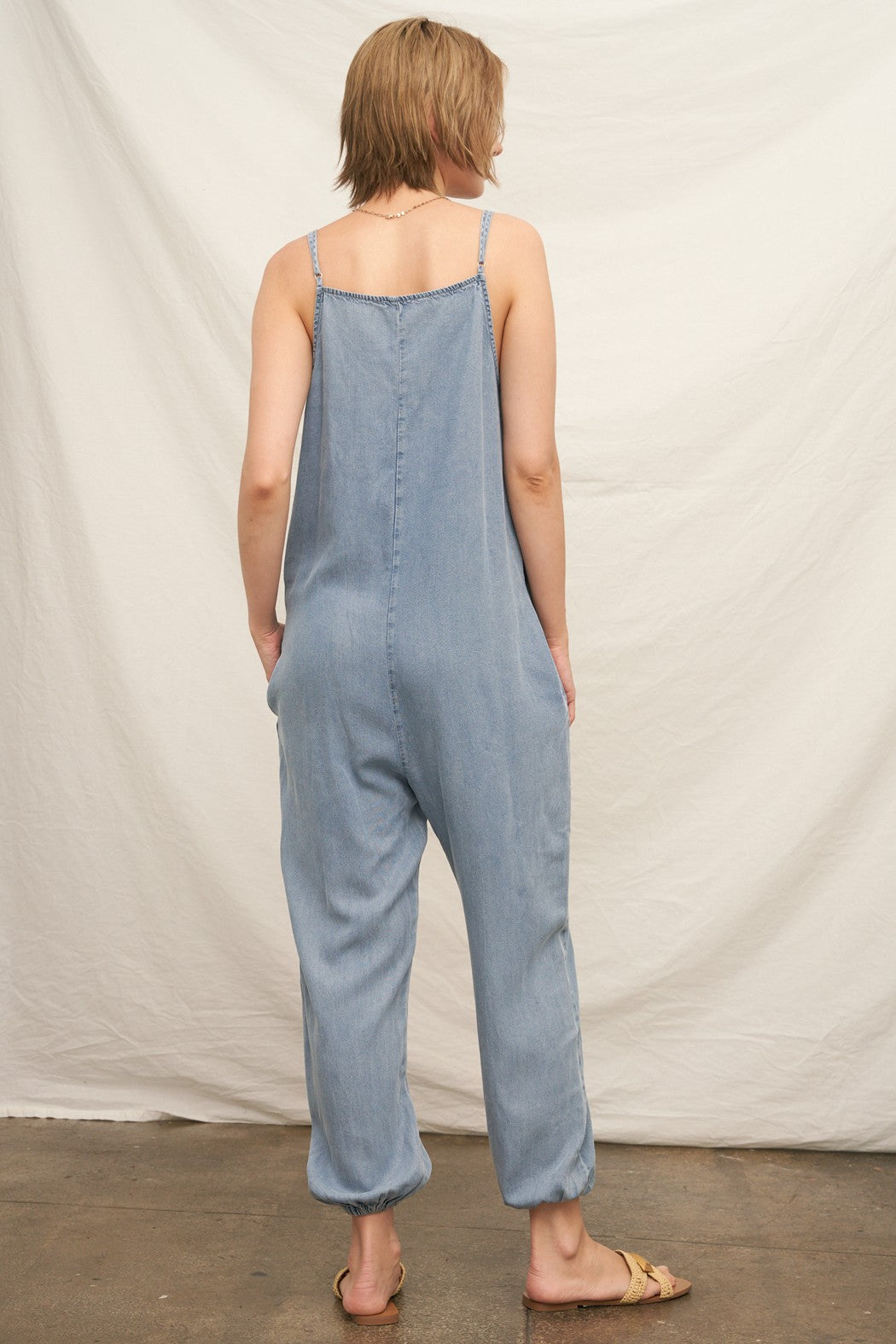 Sleeveless Slouchy Denim Jumpsuit