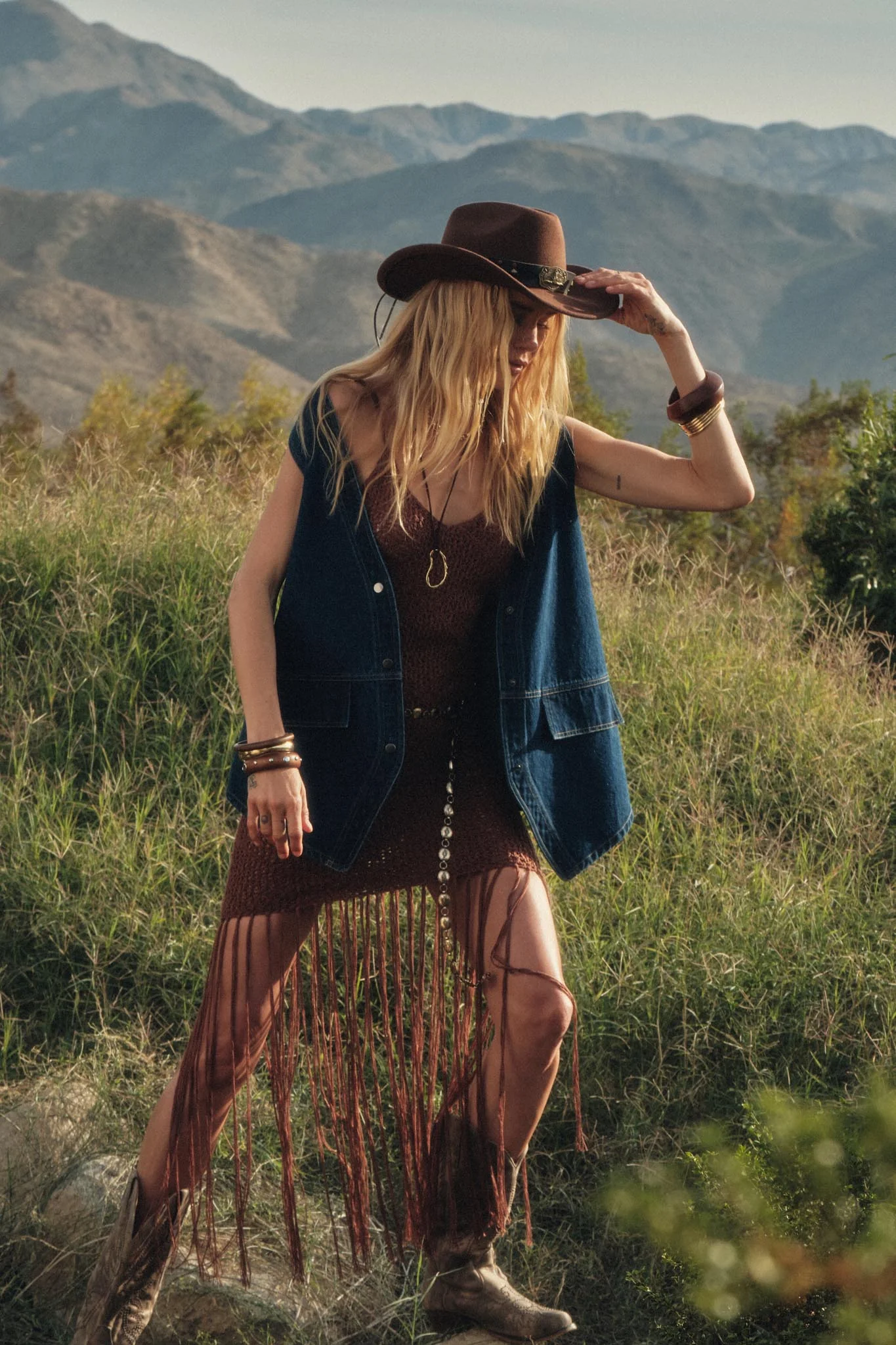 Coachella Crochet Fringe Maxi Dress
