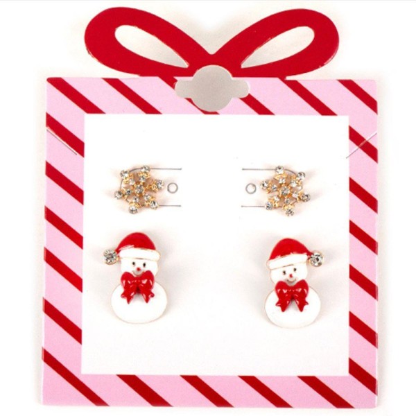 Snowflake & Snowman Earring Set