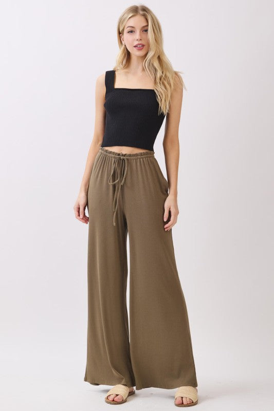 Olive Flow Drawstring Pants