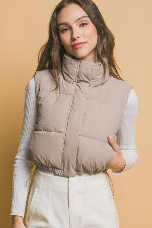 High Neck Cropped Puffer Vest