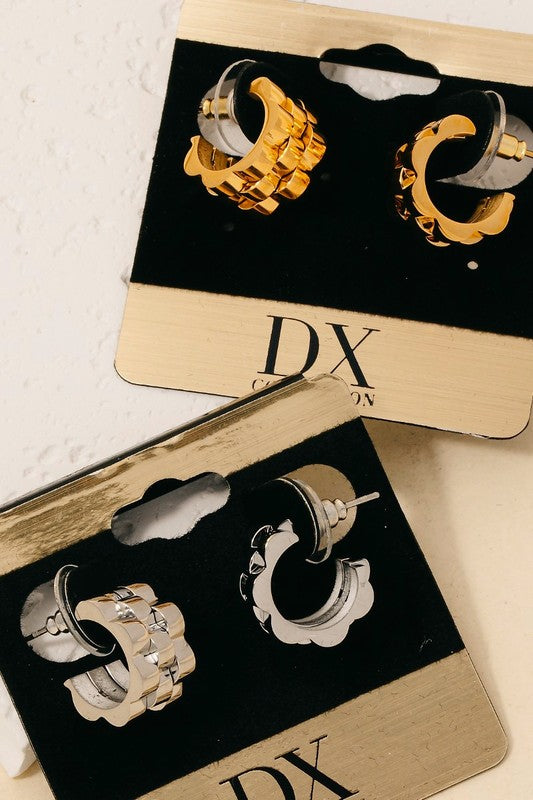 Stainless Steel Layered Chain Hoop Earrings