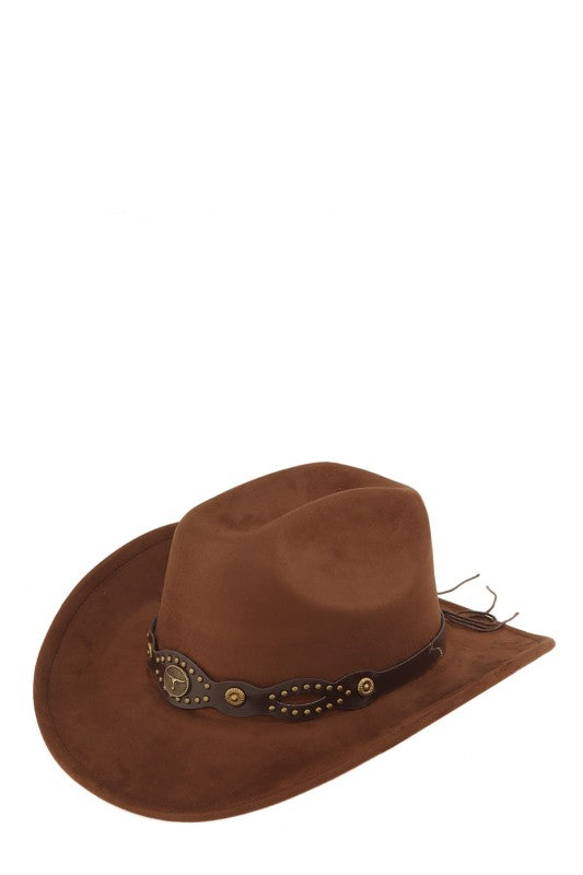 Western Belt Band Faux Suede Cowboy Hat